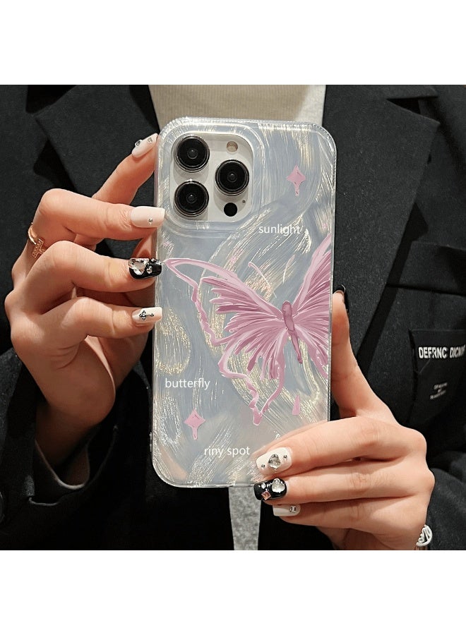 Pink Butterfly for iPhone 15| Pro Max|Pro/Plus - Slim Feather Case [Fashion & Protective] Soft Matte Finish | Anti-Scratch | Premium Lightweight Cover - Image 1