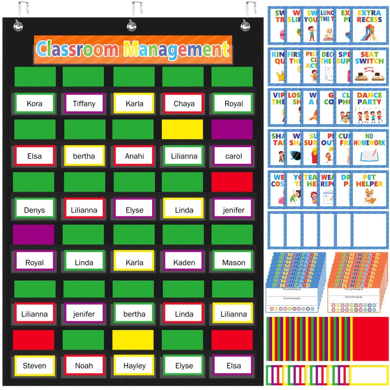 Pajean 253 Pcs Student Behavior Pocket Chart for Classroom Behavior Management Resources Track Reward Bulletin Board Customizable Class Jobs for Home Preschool Daycare Back to School Teacher Supplies - Image 2