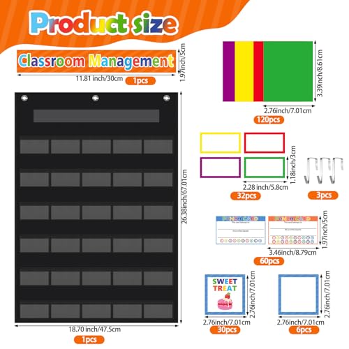 Pajean 253 Pcs Student Behavior Pocket Chart for Classroom Behavior Management Resources Track Reward Bulletin Board Customizable Class Jobs for Home Preschool Daycare Back to School Teacher Supplies - Image 3