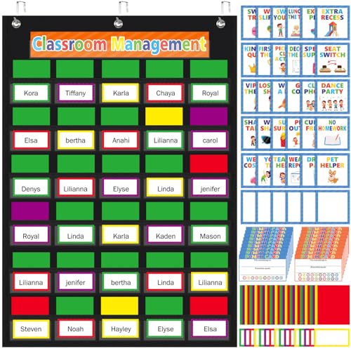 Pajean 253 Pcs Student Behavior Pocket Chart for Classroom Behavior Management Resources Track Reward Bulletin Board Customizable Class Jobs for Home Preschool Daycare Back to School Teacher Supplies - Image 1