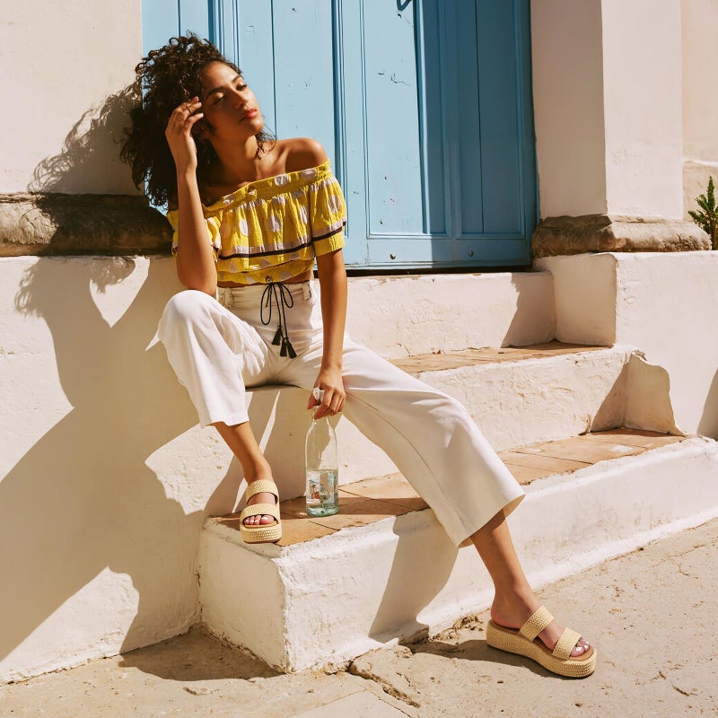 EQAUDES Raffia Platform Wedge Sandals for Women Cute Summer Espadrilles Open Toe Apricot Slides Dressy Vacation Essentials Outdoor Resort Wear - Image 3