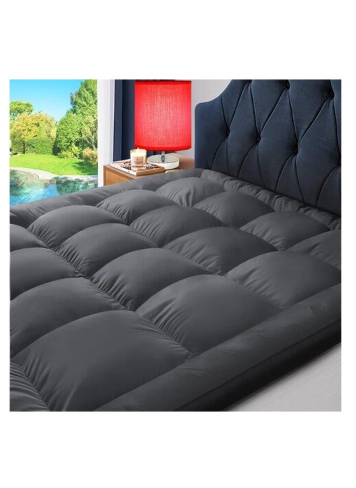 DEEP SLEEP Every Night Deep Sleep Mattress Topper Soft Comfort White 500 GSM (Gray, Single Size - W 90 X L 200 Cm)  - Image 1