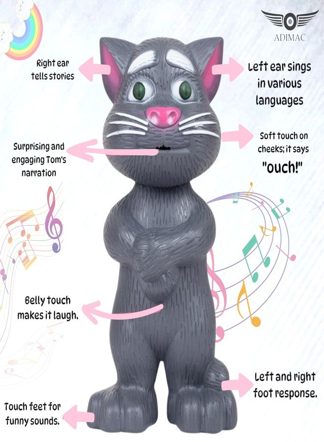 ADIMAC Talking Tom Toy for Kids Interactive Educational Fun Plush Sound Effects for Boys and Girls - Image 5