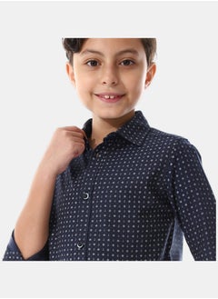 Andora Self Pattern Navy Blue Boys Shirt  - Image 2