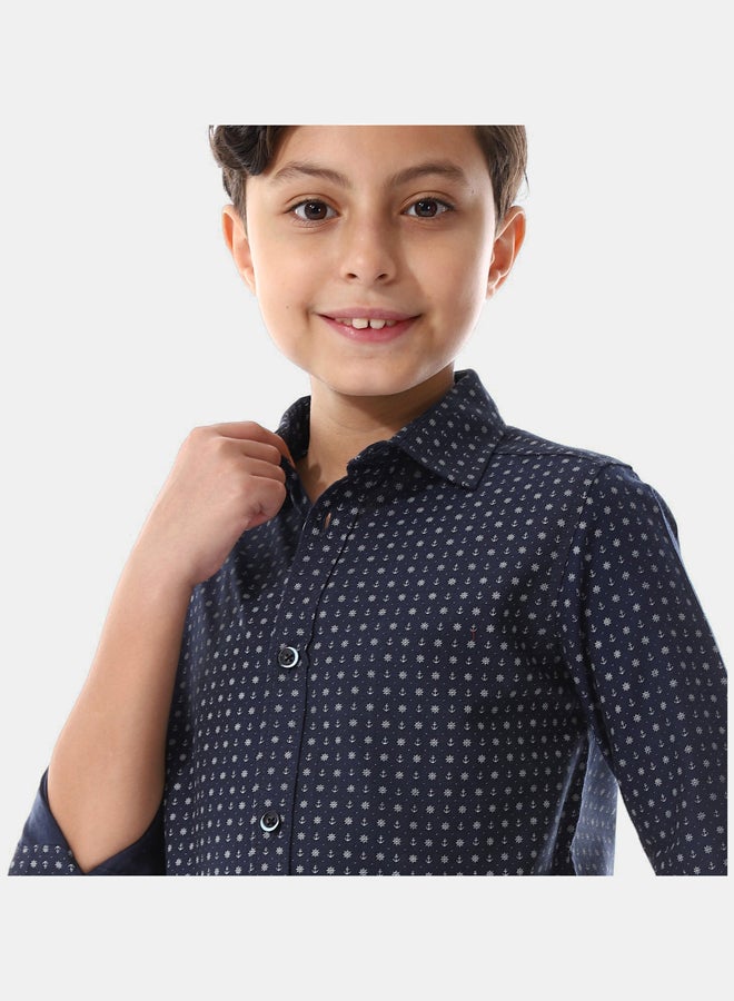 Andora Self Pattern Navy Blue Boys Shirt - Image 2