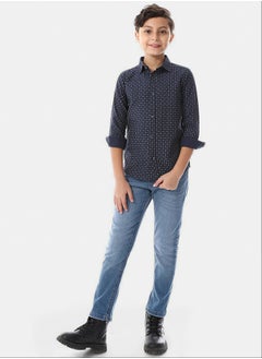 Andora Self Pattern Navy Blue Boys Shirt  - Image 1