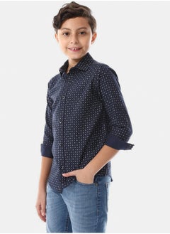 Andora Self Pattern Navy Blue Boys Shirt  - Image 3