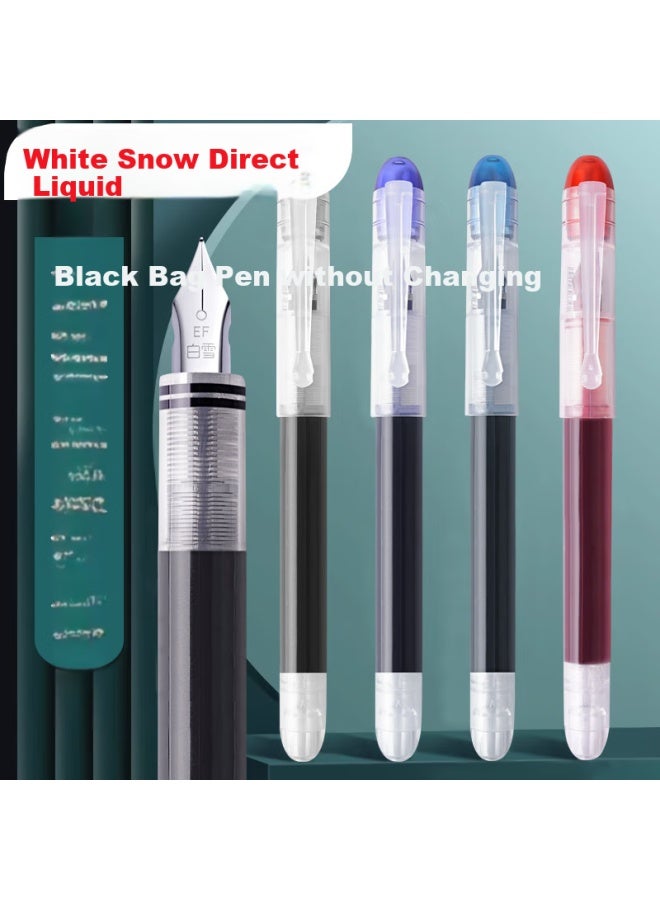 Snowhite Direct-fill Fountain Pen For Third Grade Elementary School Students' Handwriting Practice, Daily Writing, No Bleeding, Disposable Fountain Pen, Large Capacity Marker Pen, F Nib, Blue, 6 Pens/pack, Fp20 - Image 1