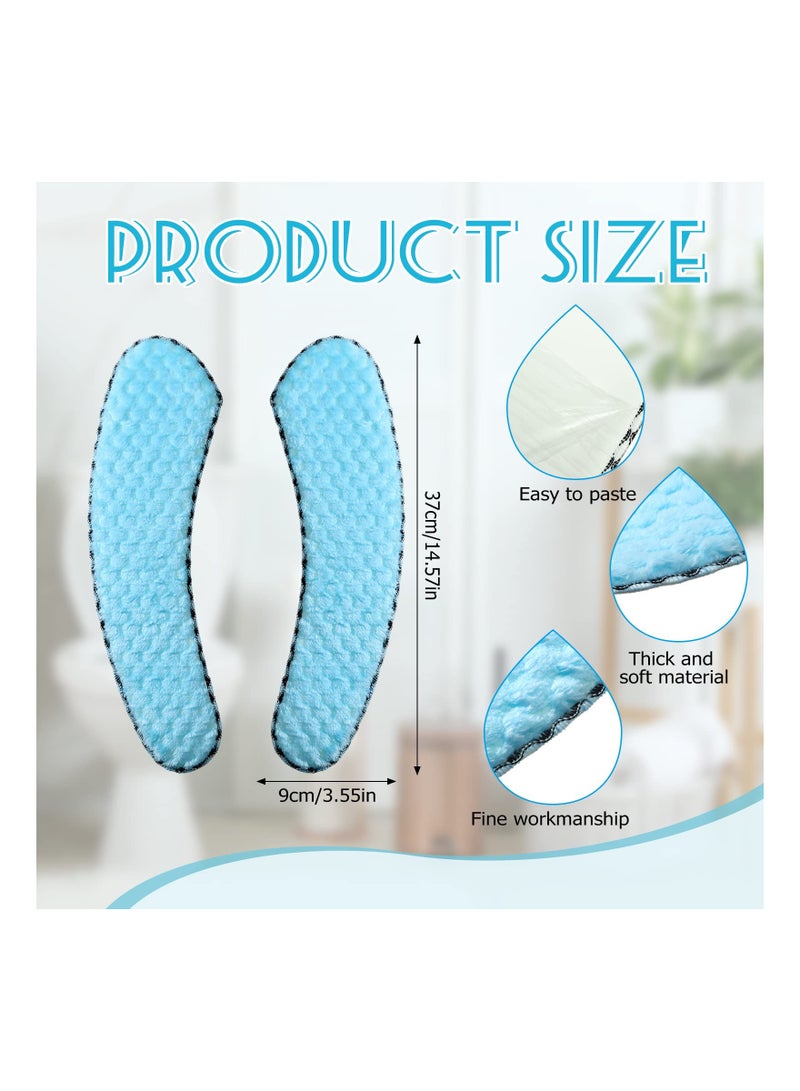 Washable Plush Toilet Seat Covers, Thick Padded Non-Slip Cushions with Self-Adhesive Tape, Soft Bathroom Accessories for Home, Dormitory, and School (4 Pairs)