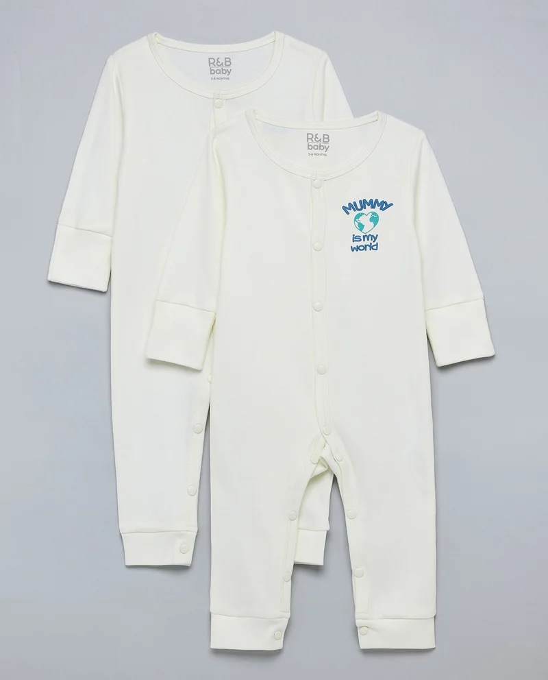 أر أند بي 2 Pack Printed Sleepsuits with Long Sleeves