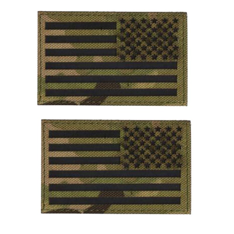 Reflective US USA American Flag Patch Infrared Reflectivity Tactica Patches with Hook and Loop Fastener Backingm 315 x 197 inch Bundle of 2 Pieces