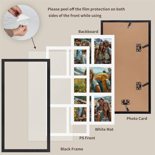 SPEPLA 5 Opening 3.5x5 Black Collage Picture Frames, Multiple Frames for Displaying 1 5x7 and 4 3.5x5 Photos with White Mat - Image 5