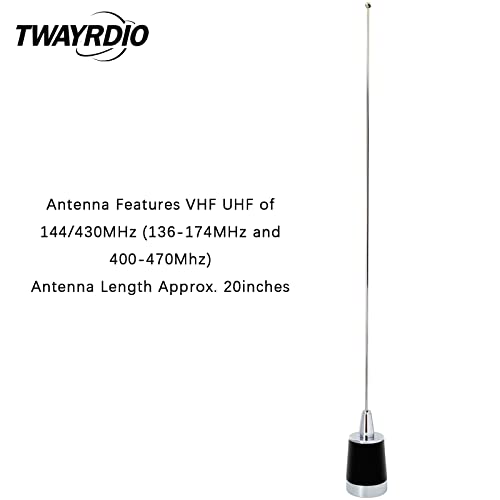 TWAYRDIO NMO Dual Band Antenna, 144MHz VHF and 430MHz UHF Two Way Antenna for Motorola Kenwood Icom Vertex Blackbox HYT Hytera Mobile Radios, Requires NMO Mount - Image 2