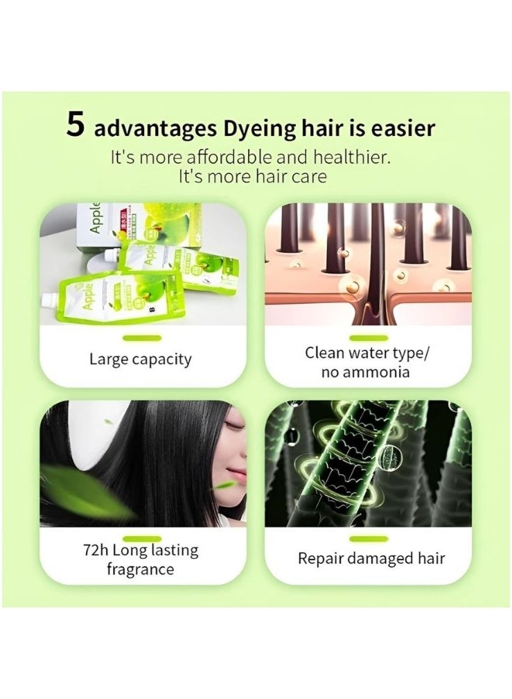 Apple Ammonia-Free Black Hair Cream, Clear Water Type Formula, No Towel No Stain Hair Coloring Solution - Image 2
