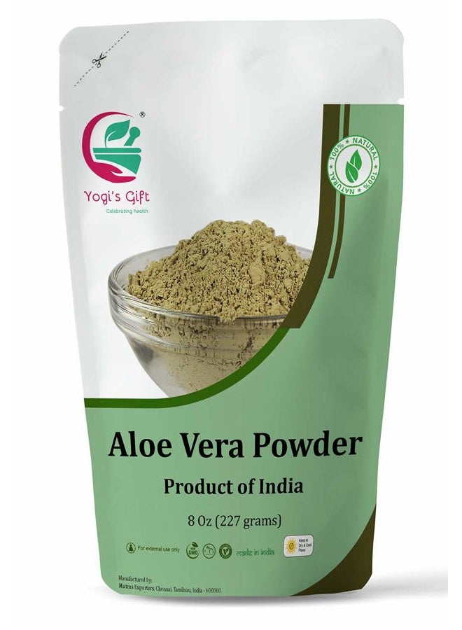 YOGI'S GIFT – Celebrating health Aloe Vera Powder 8 oz | Moisturizing Face Mask Ingredient For Dry Skin | Hair Mask Ingredient for Hair Growth | Made from Pure & Cultivated Aloevera | by Yogi's Gift®  - Image 1