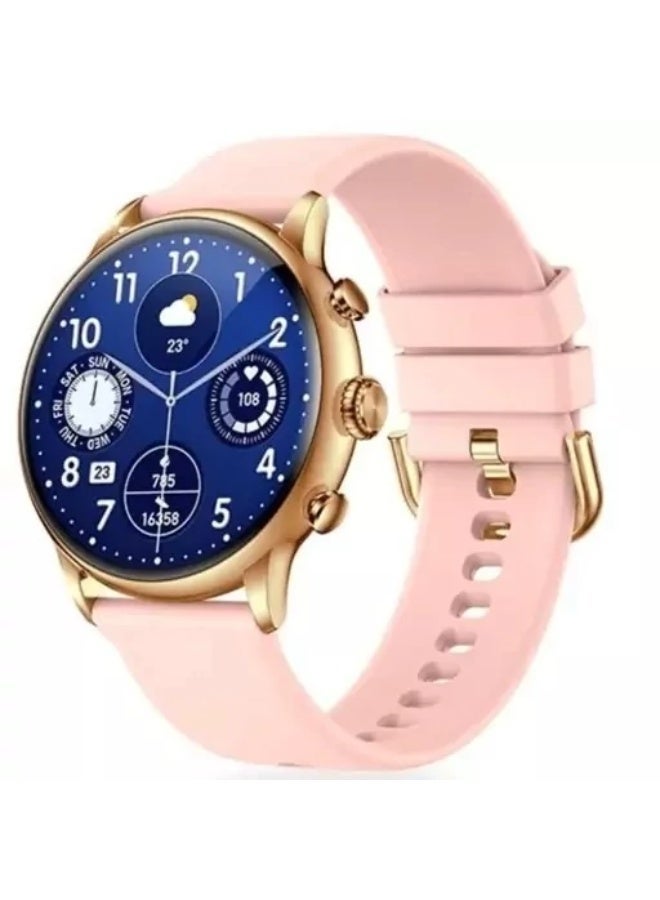 Nodizz OA96 Pro Smartwatch – 1.3-inch Super AMOLED Round Display, Bluetooth Calling & Health Tracking – Ramadan Special Edition – Includes 2 Interchangeable Straps – Rose Gold/Black - Image 1