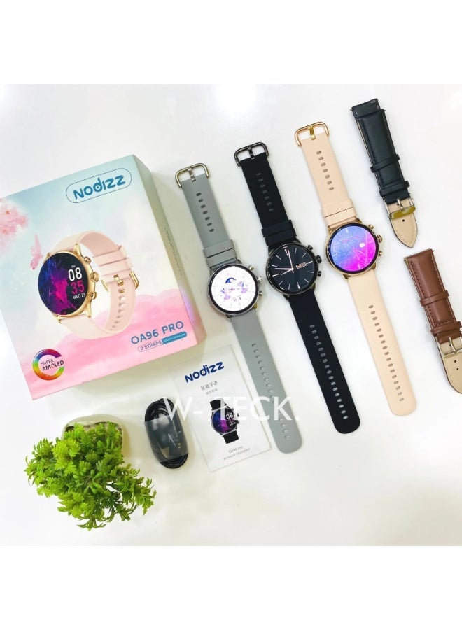 Nodizz OA96 Pro Smartwatch – 1.3-inch Super AMOLED Round Display, Bluetooth Calling & Health Tracking – Ramadan Special Edition – Includes 2 Interchangeable Straps – Rose Gold/Black - Image 5