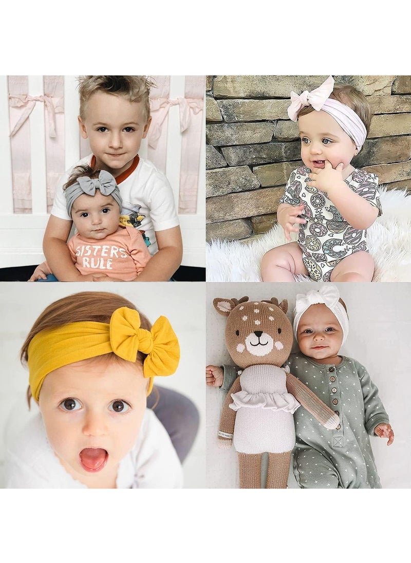 6 Colors Elastic Nylon Turban Stretchy Soft Wide Bowknot Headbands for Babies Newborn Baby Girl Infant Toddler