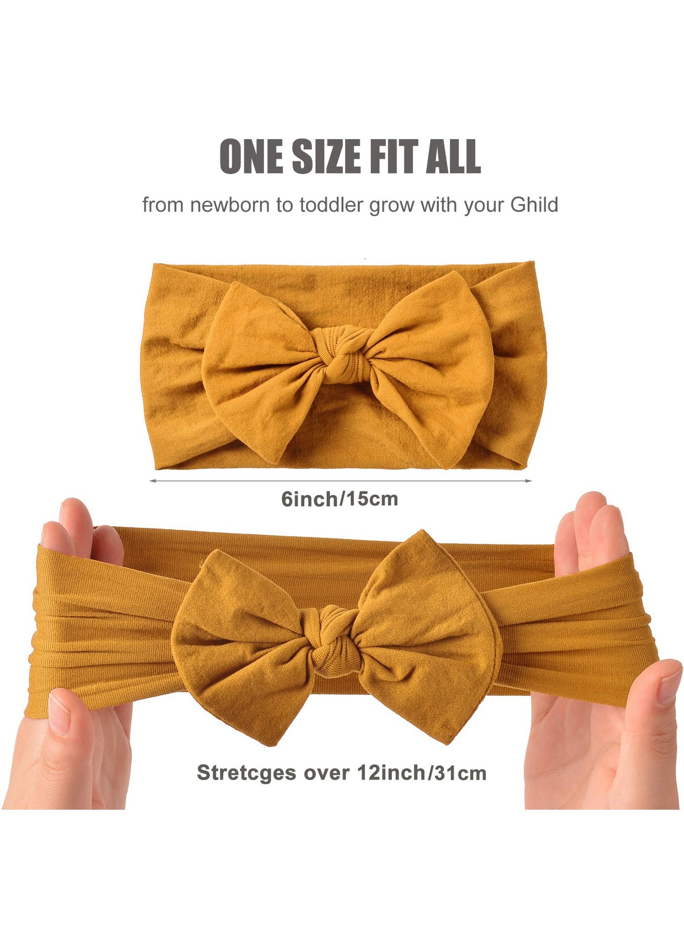 6 Colors Elastic Nylon Turban Stretchy Soft Wide Bowknot Headbands for Babies Newborn Baby Girl Infant Toddler image 3