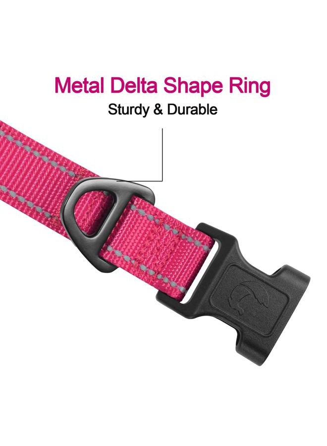 Joytale طوق كلب عاكس، ناعم مبطن من النيوبرين، طوق حيوانات أليفة من النايلون قابل للتعديل للكلاب الكبيرة، وردي فاتح، L - Image 3