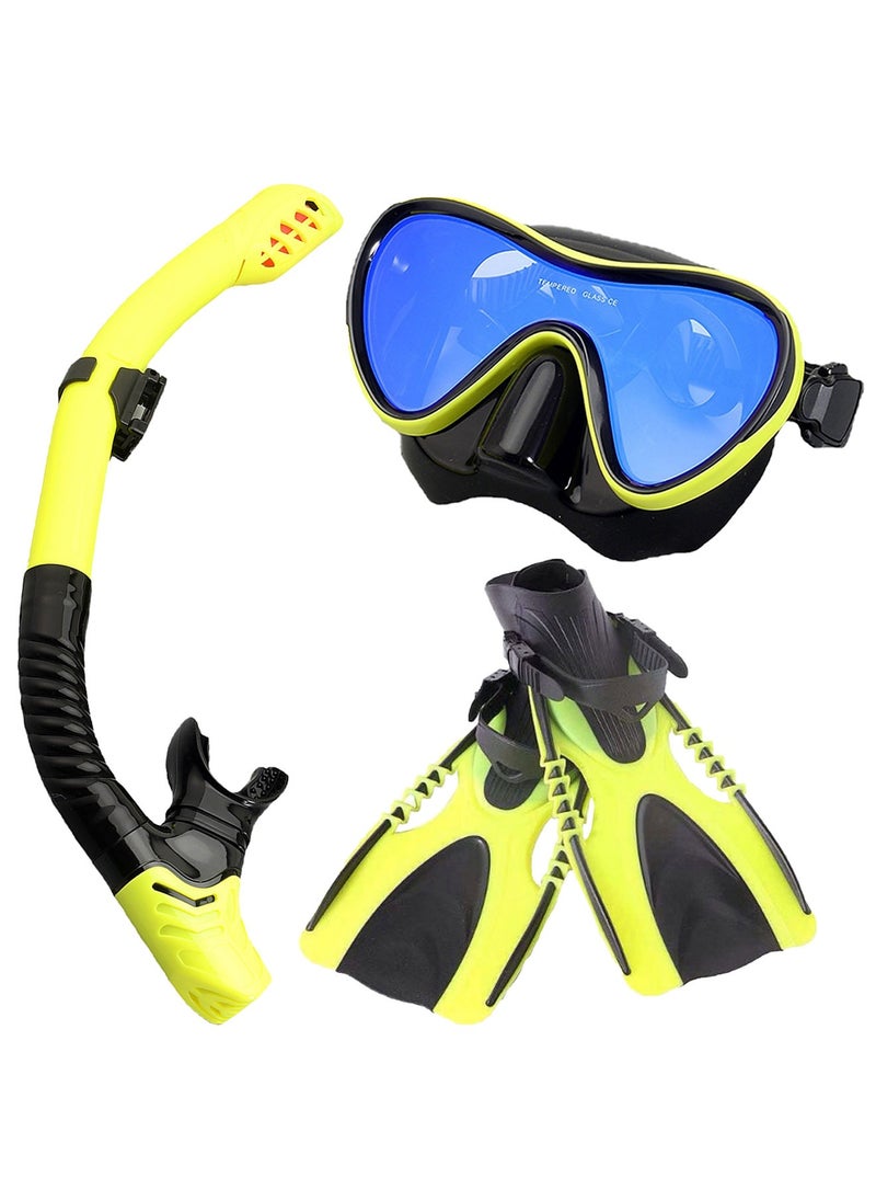 Adando - Adando Diving Snorkeling Face Mask Set - Face Mask With Dry Breathing System With Fins & Snorkel - Food Grade Silicone Diving Goggles - Anti Fog Leakproof Diving Equipment for Adults Teens - Image 1