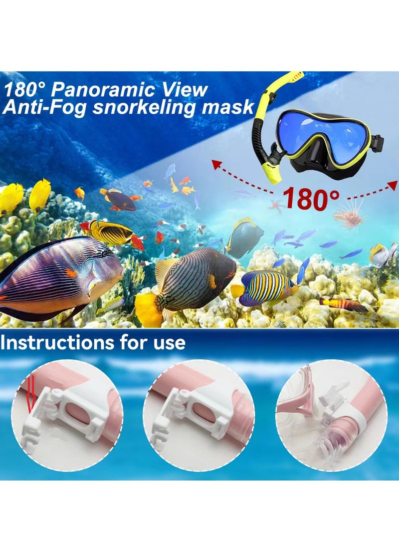 Adando - Adando Diving Snorkeling Face Mask Set - Face Mask With Dry Breathing System With Fins & Snorkel - Food Grade Silicone Diving Goggles - Anti Fog Leakproof Diving Equipment for Adults Teens - Image 1