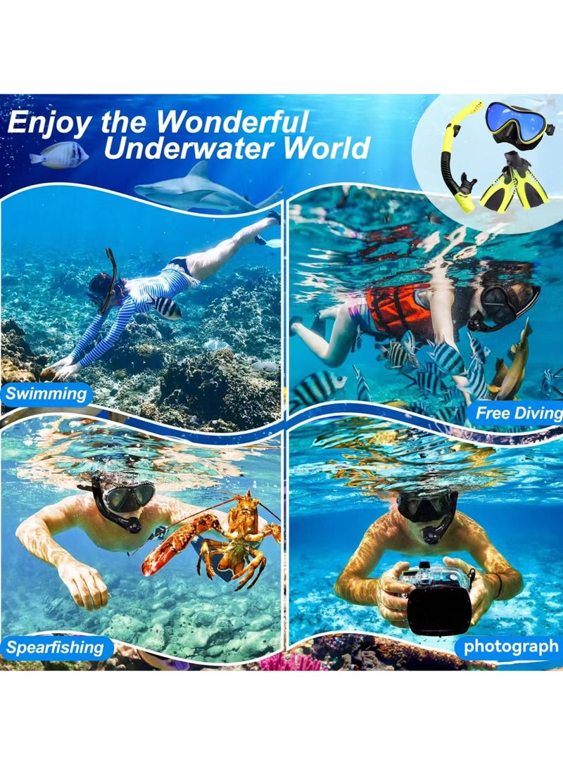 Adando - Adando Diving Snorkeling Face Mask Set - Face Mask With Dry Breathing System With Fins & Snorkel - Food Grade Silicone Diving Goggles - Anti Fog Leakproof Diving Equipment for Adults Teens - Image 1