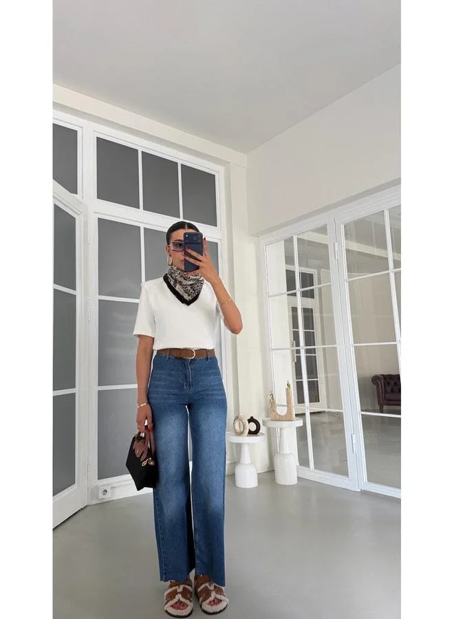 Gaus  Dark Blue Belted Cropped Jeans GAUS-01886. for Women | Best Price UAE