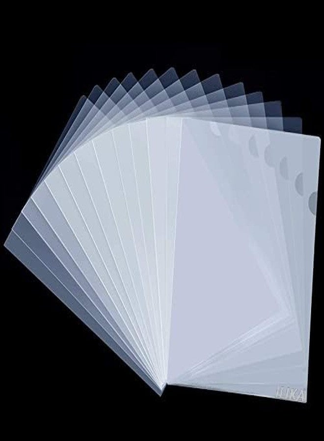ILIKA L Folder File | A4 Size Durable Clear Transparent Plastic File Folders | Paper Holders Organizer Document Sleeves for Protection|Suitable for School,Offices & Projects (Pack of 40) - Image 1