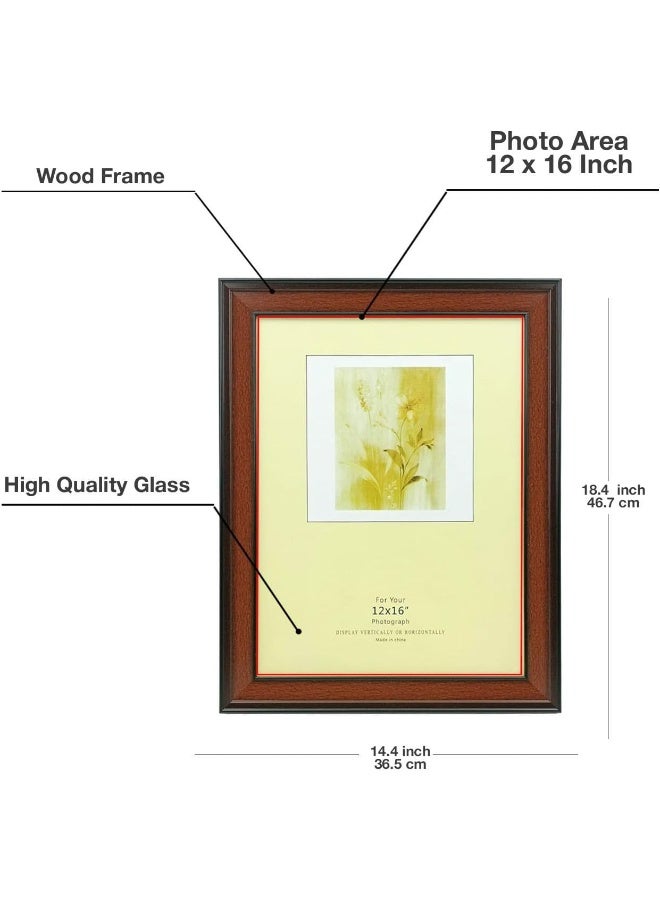 Decorhills DECORHILLS FRAMES & DECOR Rectangular Glass Photo with Wood, Wall Mount Display for 12x16 Inches Picture  - Image 5