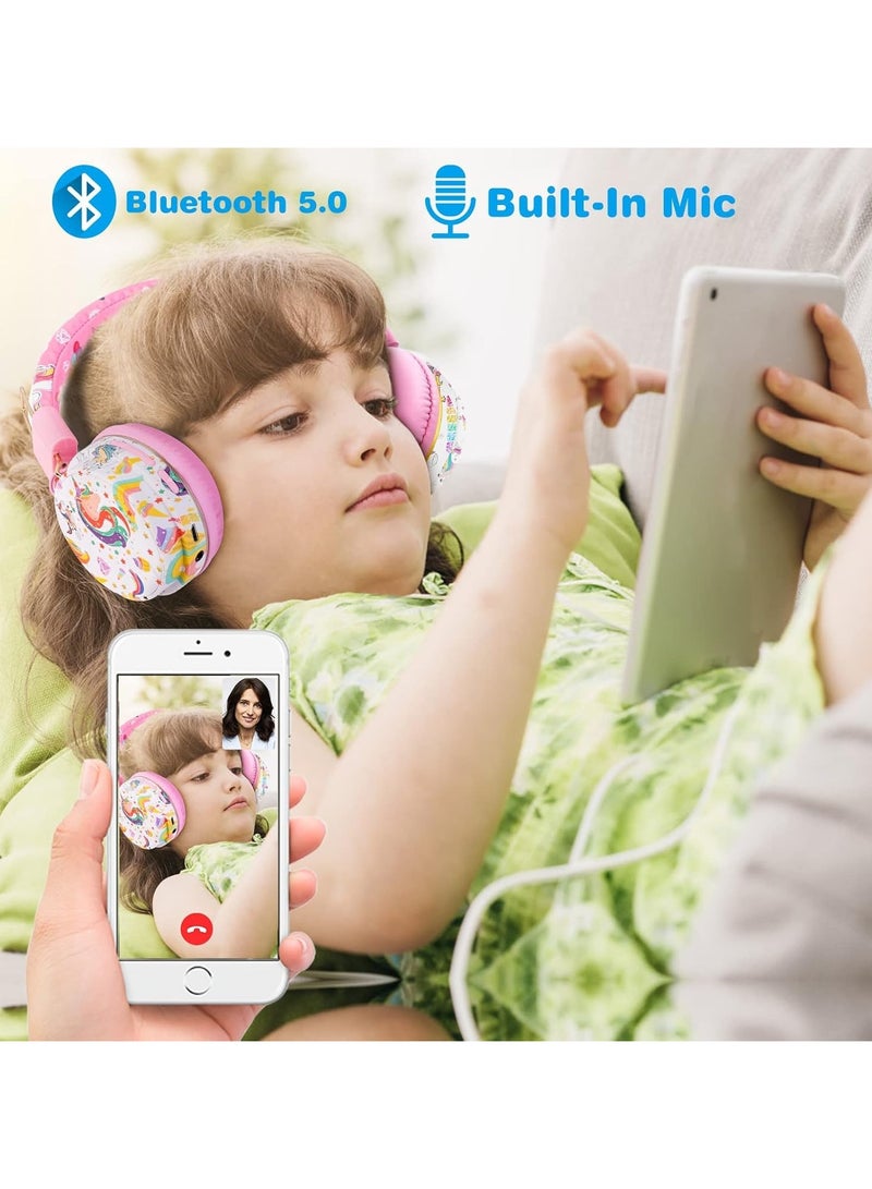 general Unicorn Kids Wireless Headphones, Unicorn Headphones for Girls, Bluetooth Headphones for Kids with Microphone, Adjustable Toddler Earphone Over-the-Head Headphones for 2+ Years - Image 2