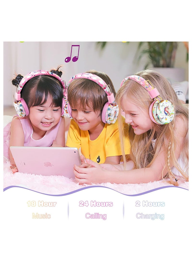 general Unicorn Kids Wireless Headphones, Unicorn Headphones for Girls, Bluetooth Headphones for Kids with Microphone, Adjustable Toddler Earphone Over-the-Head Headphones for 2+ Years - Image 5