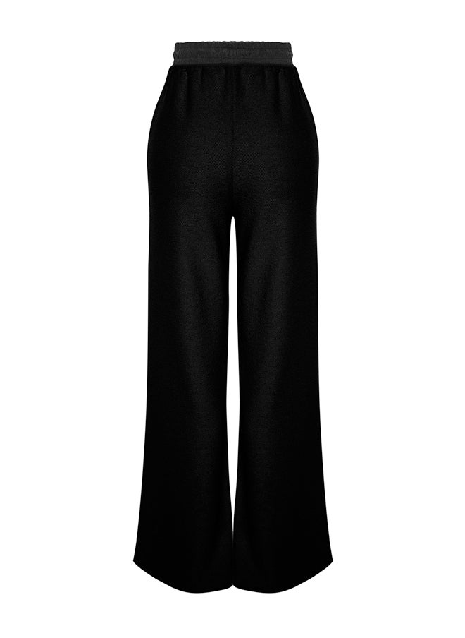 trendyol - Black Parachute Garnish Detail Thick Straight Fit Knitted Sweatpants TWOAW24EA00022. - Image 1