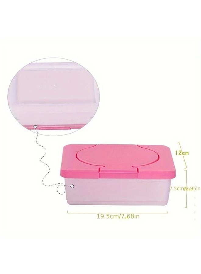 Pink Wet Wipes Dispenser Box With Lid Plastic Tissue Holder For Bathroom Living Room - Image 4