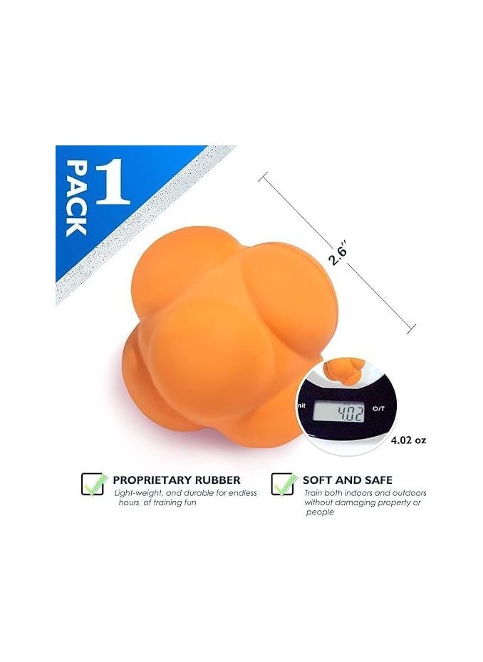QSHOP® Reaction Ball, Sports Speed and Agility Training Ball, Six Sided High Rebound Rubber Design for Increased Hand-Eye Coordination and Reaction Time Flexible Speed Sensitive Deflection Ball