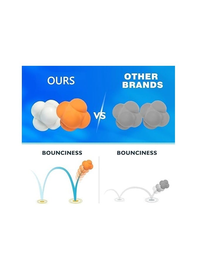 QSHOP® Reaction Ball, Sports Speed and Agility Training Ball, Six Sided High Rebound Rubber Design for Increased Hand-Eye Coordination and Reaction Time Flexible Speed Sensitive Deflection Ball