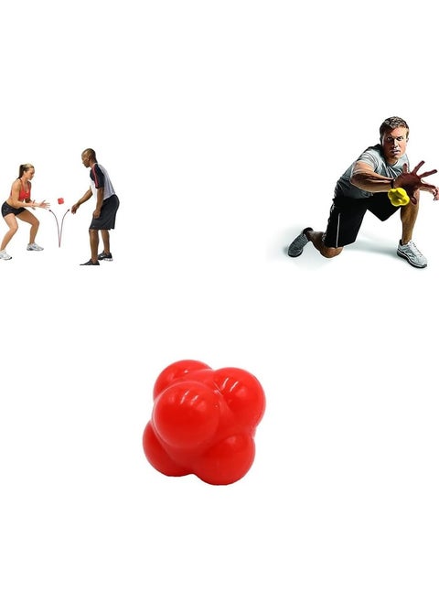 QSHOP® Reaction Ball, Sports Speed and Agility Training Ball, Six Sided High Rebound Rubber Design for Increased Hand-Eye Coordination and Reaction Time Flexible Speed Sensitive Deflection Ball