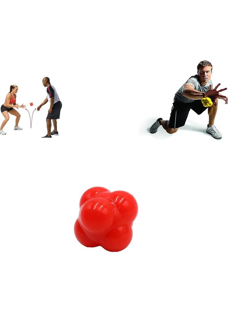 QSHOP® Reaction Ball, Sports Speed and Agility Training Ball, Six Sided High Rebound Rubber Design for Increased Hand-Eye Coordination and Reaction Time Flexible Speed Sensitive Deflection Ball