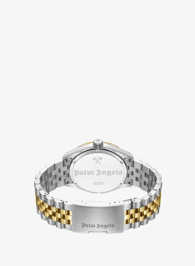 Palm Angels Primo Green Dial Silver Gold Stainless Steel Bracelet Analog Watch for Men, 42mm - Image 3
