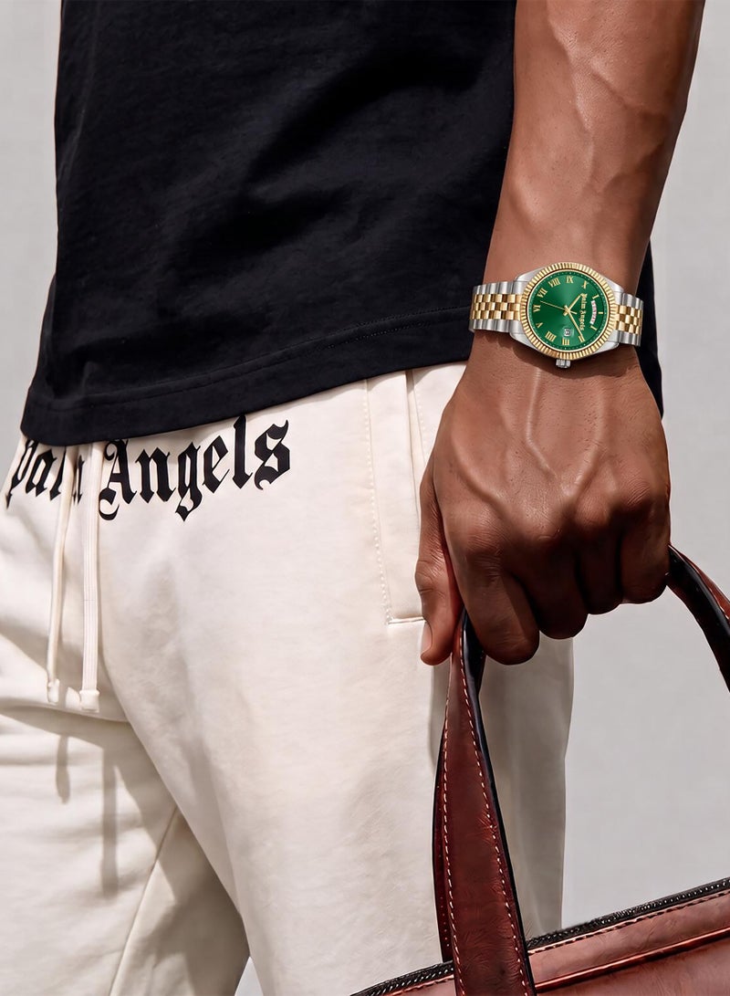 Palm Angels Primo Green Dial Silver Gold Stainless Steel Bracelet Analog Watch for Men, 42mm - Image 4