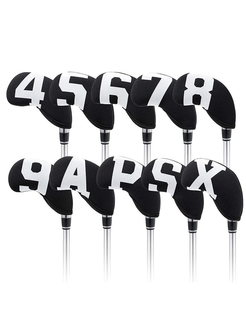 Generic 10-Piece Golf Club Head Cover Set for Wedges and Irons - Soft, Durable, Waterproof Protection for Callaway, Ping, Taylormade, Cobra, Mizuno (Black with Large White Numbers) - Image 1