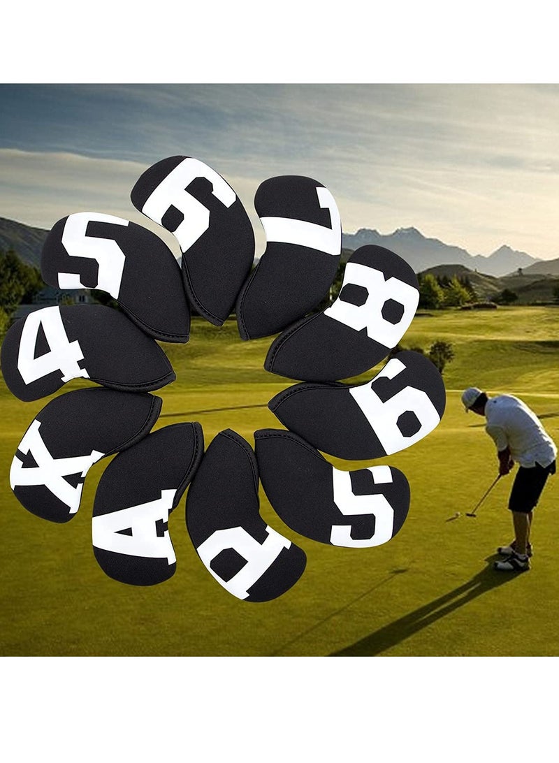 Generic 10-Piece Golf Club Head Cover Set for Wedges and Irons - Soft, Durable, Waterproof Protection for Callaway, Ping, Taylormade, Cobra, Mizuno (Black with Large White Numbers) - Image 4