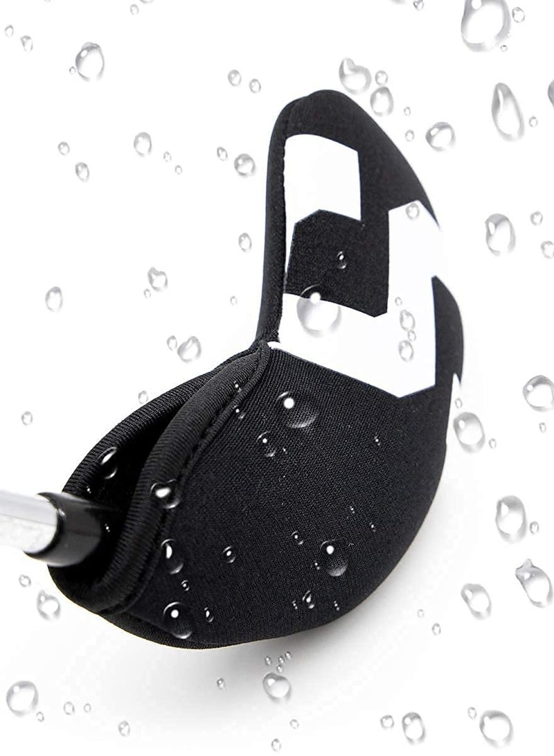 Generic 10-Piece Golf Club Head Cover Set for Wedges and Irons - Soft, Durable, Waterproof Protection for Callaway, Ping, Taylormade, Cobra, Mizuno (Black with Large White Numbers) - Image 3