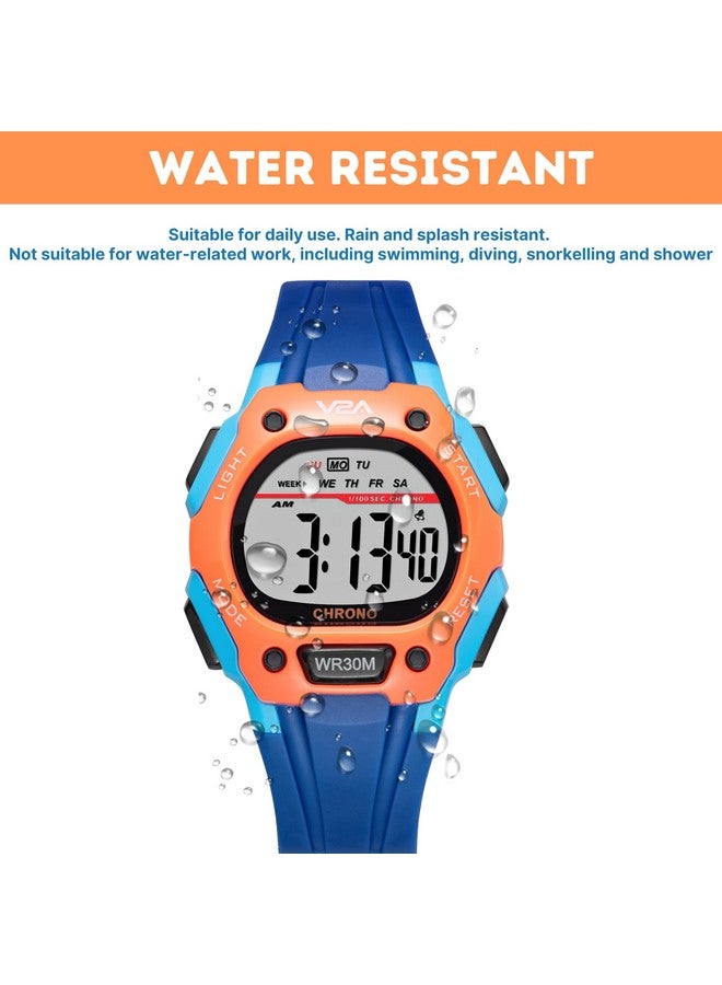 V2A Resin Digital Water Resistant Kid Blue And Orange Sports Watch For Boys | Watch For Kid Boys | Watches For Kid Boy | Kid Watches For Boys, Grey Dial, Blue Band - Image 5
