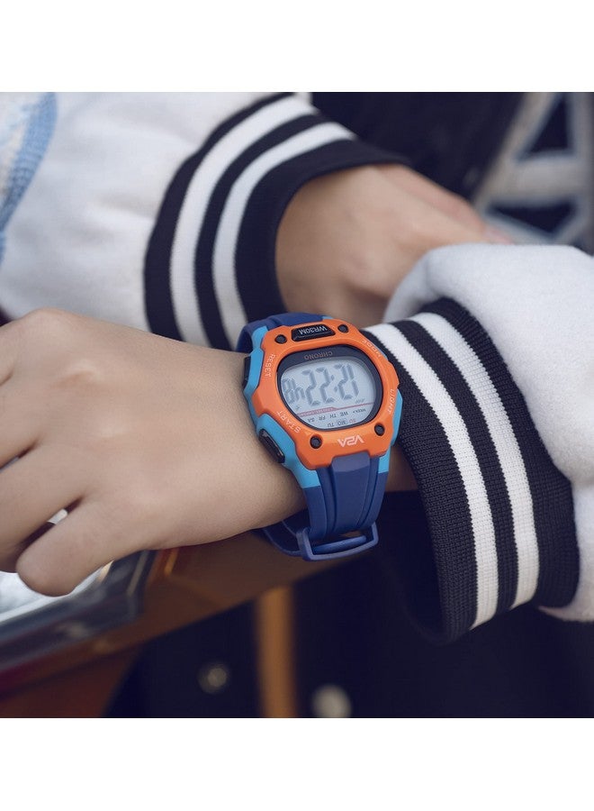 V2A Resin Digital Water Resistant Kid Blue And Orange Sports Watch For Boys | Watch For Kid Boys | Watches For Kid Boy | Kid Watches For Boys, Grey Dial, Blue Band - Image 2