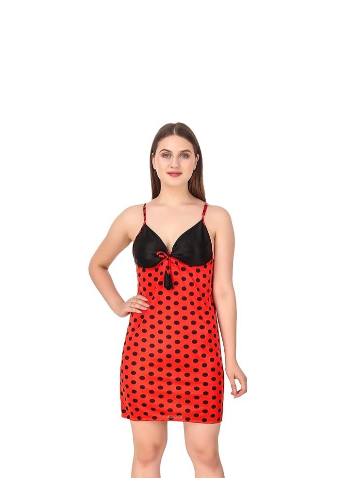 Accessorize Kingdom Women's Satin Polka Dots Night Wear (Size - Free Size)  - Image 1