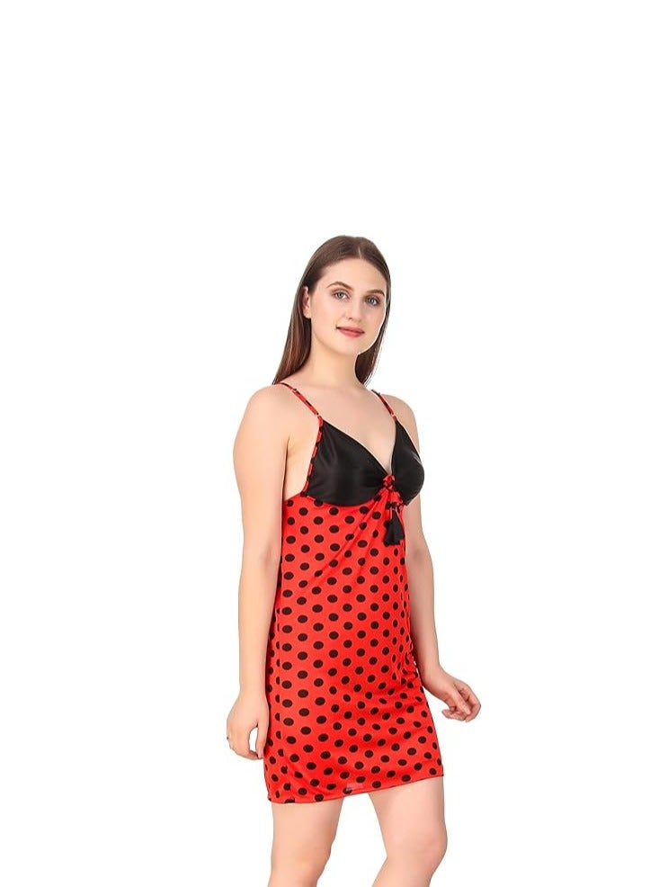 Accessorize Kingdom Women's Satin Polka Dots Night Wear (Size - Free Size)  - Image 3