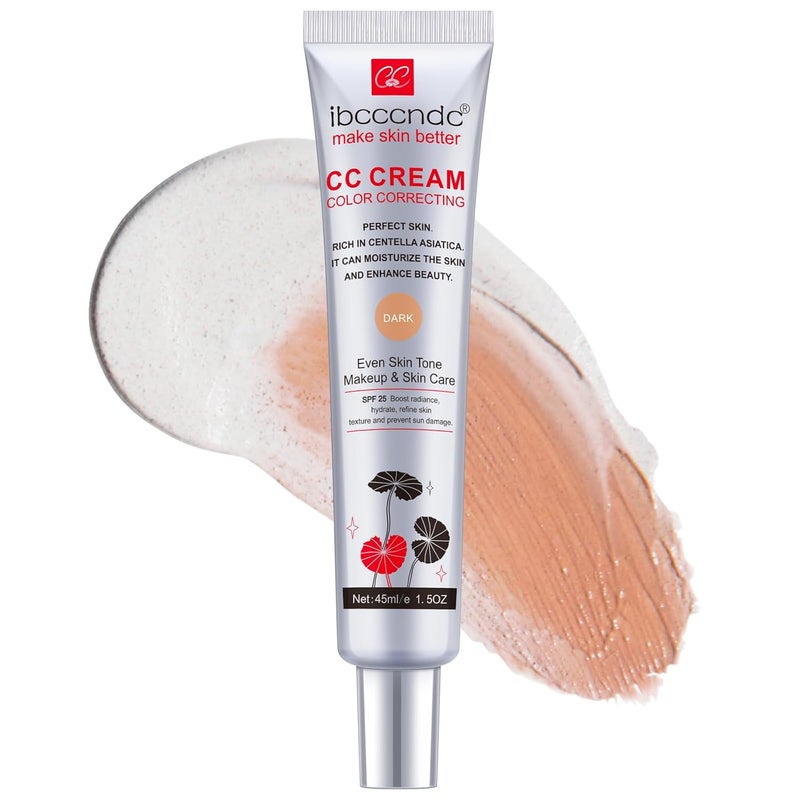 Color Correcting CC Cream With Centella Asiatica  Color Correcting Formula for Blemishes Skin Redness  Acne Marks  Lightweight  Moisturize Skin and SPF Protection Even Skin Tone Dark