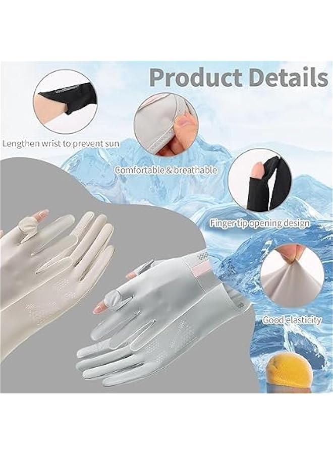 HOOKOR UV Sun Protection Gloves Women Non Slip Sun Gloves Driving Gloves Breathable Outdoor Cycling Gloves for Women,Full Finger Touchscreen Gloves - Image 2