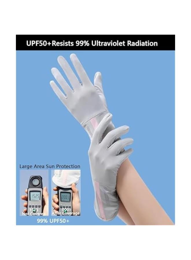 HOOKOR UV Sun Protection Gloves Women Non Slip Sun Gloves Driving Gloves Breathable Outdoor Cycling Gloves for Women,Full Finger Touchscreen Gloves - Image 4